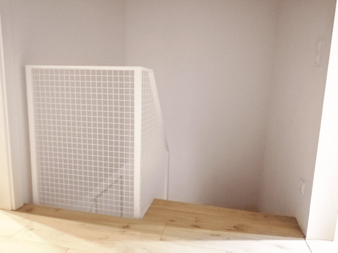 Balustrade in modern style - white grating made of steel mesh