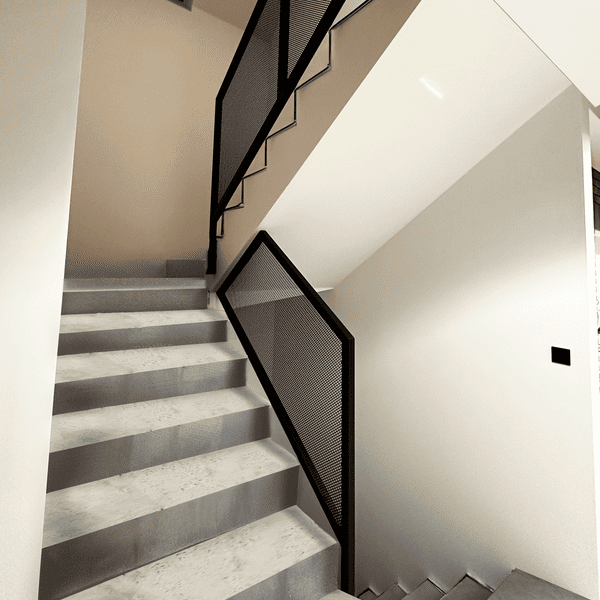 Balustrada z siatki cięto-ciągnionej – stal malowana proszkowo