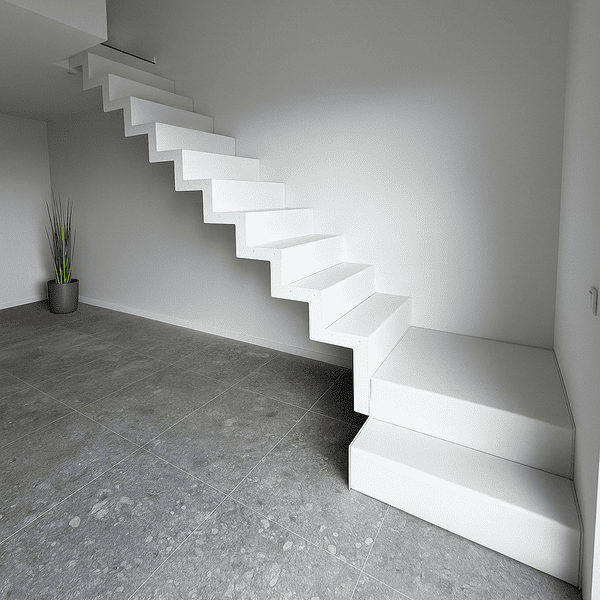 Teppichtreppe in weißem Farbton - Leichtigkeit und Eleganz in einem modernen Raum