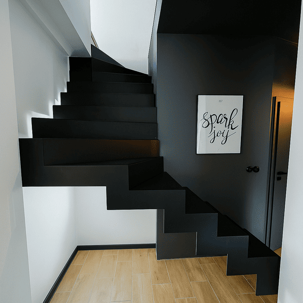 Feinstrukturierte Stahlteppich-Treppe