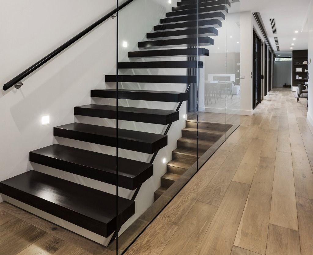 Metal stairs in a modern interior